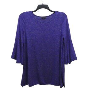 Nally & Milly Marled Purple Bell Sleeve Split Side Tunic Top Womens Medium